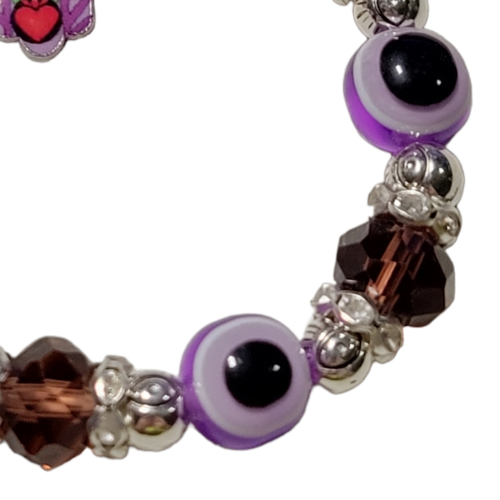 Purple hamsa hand evil eye bracelet - Picture 3 of 3